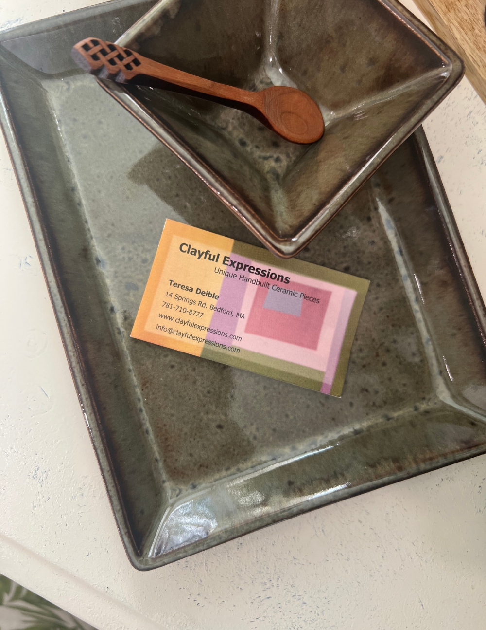 Ceramic Serving Bowl & Spoon
