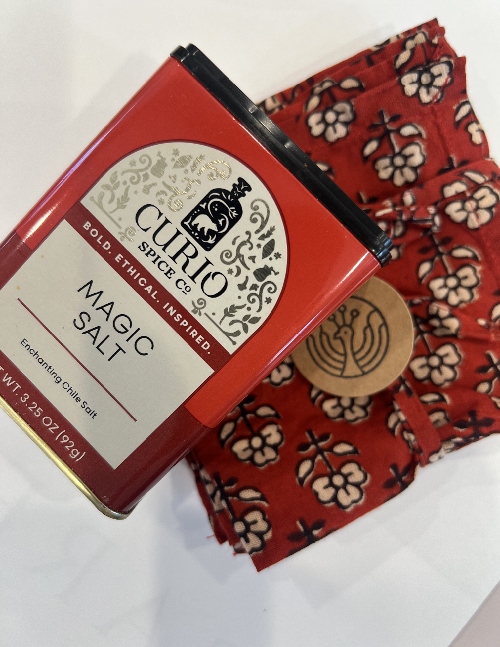 Curio Spice Co. Magic Salt and Red Dinner Napkin